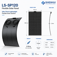 Panneau solaire flexible 120W monocristallin ETFE, module solaire léger pour camping-car, caravane, bateau, yacht, toit courbé