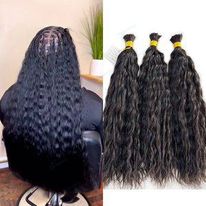 Extensiones de Cabello Humano Natural al Por Mayor, Trenzas Boho y Extensiones, Doble Trama, Ondulado Húmedo, Estilos de Trenzado Rizado - Product Image 2