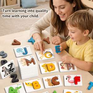 Bloques de Madera Educativos Abc Safety con Temática Animal, Juego de Tarjetas con Números y Alfabeto - Product Image 6