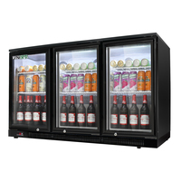 Mini réfrigérateur de bar à bière à température unique refroidisseur d'affichage à trois portes pour boissons et bouteilles caractéristique de barre arrière coulissante