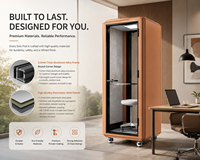 Cabine de travail silencieuse à double poste, cabine de bureau acoustique modulaire avec verre de sécurité feuilleté pour les réunions et les appels hybrides