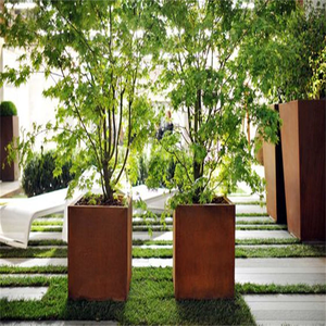 Pot de fleurs en acier corten revêtu assemblé de haute qualité, bac à plantes, jardinière en métal - Product Image 3
