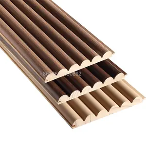 Slatted Wood 3D Mdf Pvc Coating Waterproof Round Fluted Fiber Great Wall Panel