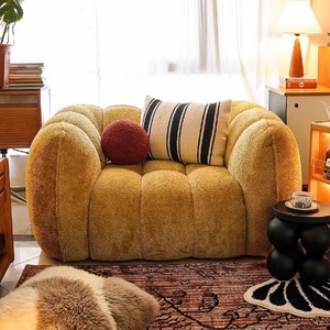 Sofá Individual Estilo Retro Francés Color Crema, Sofá de Salón Moderno y Sencillo de Diseño, Sofá de Tela para Descanso con Funda de Alpaca - Product Image 1