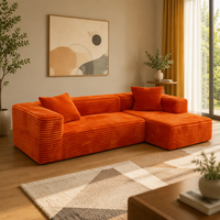 Ensemble de canapés sectionnels en L modernes et luxueux, modulables, compressibles, convertibles, rembourrés en éponge écologique et en velours, pour hôtel et salon