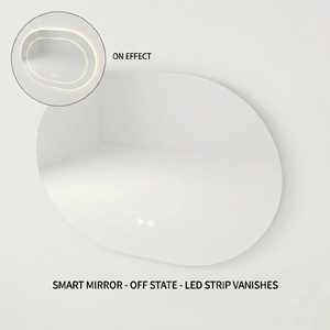 กระจกห้องน้ำ Kingstin LED ซ่อน, กระจกวงรีไร้กรอบระบบสัมผัสอัจฉริยะ, กระจกแต่งหน้าหรี่แสงได้ 3000-6000K - Product Image 3