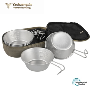 Juego de Vajilla Desechable Ecológico para Acampar al Aire Libre, Taza de Acero Inoxidable con Asa - Product Image 2