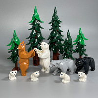 Blocs de construction MOC à petites particules, animaux sauvages (Léopard, Ours), Cèdre, Cyprès, pour la création de modèles DIY sur le thème de la jungle et de la forêt