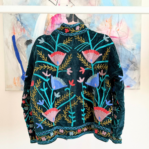 Vintage Floral Embroidered <b>Winter</b> <b>Quilted</b> Banjara Jacket Eco-Friendly 100% Cotton Women's Workwear with Cotton Lining - Product Image 2