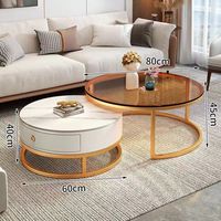 Table basse de style italien pour salon, moderne et minimaliste, petite table à thé domestique, table basse ronde en verre de luxe tendance