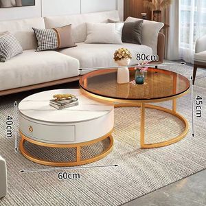 Italian Style Coffee <b>Table</b> Living Room Modern Minimalist <b>Small</b> Household Tea <b>Table</b> Net Ins Luxury <b>Round</b> Glass Coffee - Product Image 3