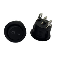 Sakelar Rocker Tipe Perahu Bulat, Lubang Kecil 20mm, Tombol Hitam, 6A 250V, Aksi ON-OFF