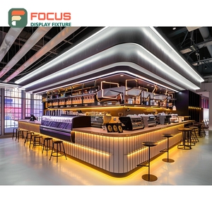 Vitrine à café autoportante en bois stratifié avec espace de présentation pour couvercles de tasses - Product Image 5