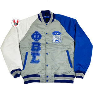 Veste en satin sur mesure 100% polyester Phi Beta Sigma Fraternity Vente en gros de vestes de baseball en satin pour hommes et femmes - Product Image 5