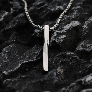 Geometric Asymmetry Stainless Steel Men's Pendant Necklace Long <b>Titanium</b> Steel <b>Chain</b> Fashion Jewelry - Product Image 3