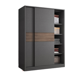 מותאם אישית מודרני עץ מלא בגדים אחסון דלת הזזה ארון עץ אלון דלת חדר שינה ריהוט לשימוש ביתי - Product Image 1