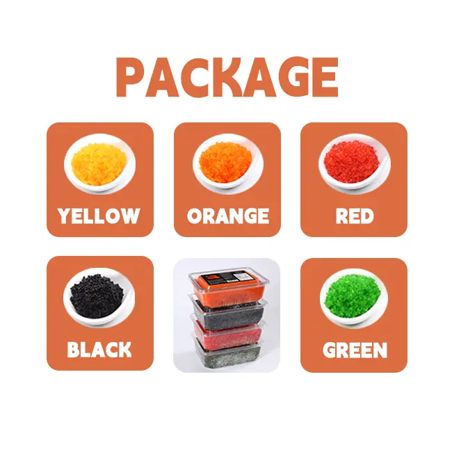 0.5kg Masago Frozen haute qualité supportant plusieurs modes de paiement orange vert noir jaune rouge poisson volant