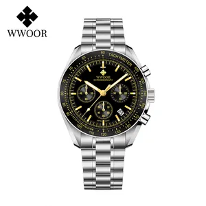 Stylish WWOOR S902 Chronograph Men's Luxury Watches Fashion Business Waterproof Sport Wristwatch For Men 2024 Gold Quartz Montre