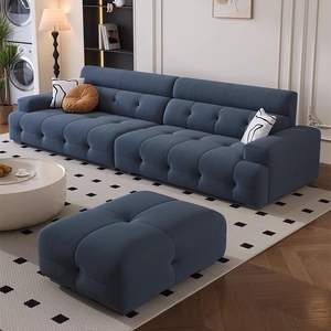 Sofá Italiano Estilo Crema, Cuadrado, con Relleno de Espuma, Asiento Profundo, para Sala de Estar, Uso Doméstico, Tela de Lujo Ligero - Product Image 2