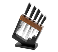 Ensemble de couteaux professionnels en acier inoxydable pour chef, 6 pièces, lame martelée, couteaux à pain et à éplucher de 8 pouces, manches en bois PAKKA écologiques