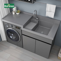 Meuble de rangement personnalisé en bois de style Shaker classique pour buanderie, avec lavabo intégré, pour le marché américain