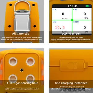 Safewill גז גלאי גלאי גז מספר EX שיתוף O2 H2S כף יד נייד 4 ב 1 CE FCC Rohs פיצוץ