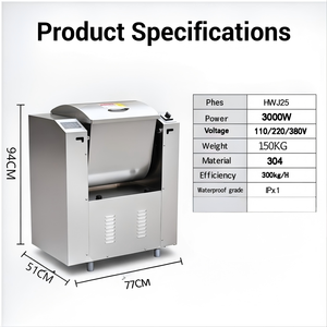 Geräuscharmer DC-Motor Automatischer Teigkneter Leiser Betrieb für Restaurants Edelstahlschüssel 3000W Hocheffizienter Mehlmischer - Product Image 6