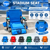 Siège de stade pliable portable avec accoudoir, porte-gobelet, poche de rangement, dossier réglable, structure en fer, pour événements sportifs en extérieur