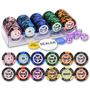 Ensemble de jetons de <span class=keywords><strong>poker</strong></span> professionnels avec motif blé en relief et dés pour les tournois de jeu de style casino et les compétitions amicales - Product Image 3