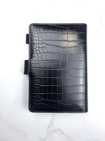 Carnet/Agenda Organiseur Rigide en Cuir PU Effet Crocodile avec Reliure Spirale, Couverture à Lignes/Grille, 80 Feuilles, Écriture Facile, Format Personnel 6