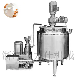 almond nuts milk and paste making line high speed shearing emulsifier and homogenizer tank Mixer with circulated mill and pump