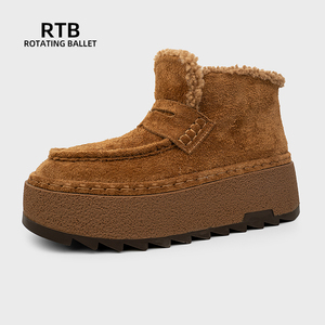 Lông Cừu Và Dày Tuyết Khởi Động Chống-Trượt Đế Cao Su Không Thấm Nước Da Bò Mùa Đông Tuyết Chống Ngoài Trời Đi Bộ Đường Dài Khởi Động Lông Khởi Động - Product Image 1