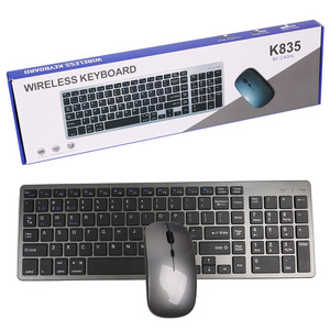 Bạc Đen Có Thể Sạc Lại 2.4G <span class=keywords><strong>Bluetooth</strong></span> <span class=keywords><strong>3.0</strong></span> <span class=keywords><strong>Bluetooth</strong></span> 5.0 Không Dây Dual-Chế Độ Bàn Phím Và Chuột Kit - Product Image 1