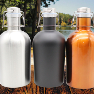 Frasco de vacío de cerveza de acero inoxidable de 1L/2L con logotipo personalizado para fiestas botella de acero inoxidable para llevar térmica fría - Product Image 2