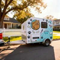 Remorque de toilettage mobile pour animaux de compagnie, camion de toilettage pour chiens avec baignoire et évier en acier inoxydable