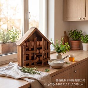 Wooden Egg Storage Rack Chicken Coop Shape Multi Layer Fresh Keeping Organizer For <b>Kitchen</b> Food Storage - Product Image 3