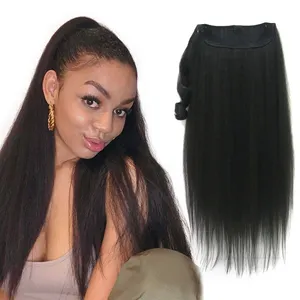 Novelties Synthetic Yaki Straight Clip Ponytails Queue De Cheval Afro Natural Long Hair Extension Pony Tail Wrap Around Ponytail