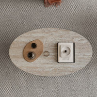 Table basse personnalisable en pierre naturelle style Wabi-sabi, table d'appoint moderne légèrement luxueuse pour villas, salons vintage