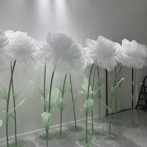 تخفيضات هائلة زهور اصطناعية ديكور الفاوانيا الأورجانزا مع جذع مجاني وقاعدة للمنزل الزفاف حفلة خلفية المهرجان - Product Image 2