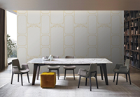 Papier peint moderne abstrait géométrique avec accents dorés en relief pour chambre à coucher, mur d'accentuation, suite d'hôtel, projet de rénovation d'intérieur de luxe