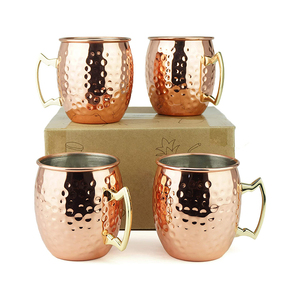 Juego <span class=keywords><strong>de</strong></span> 4 Tazas <span class=keywords><strong>de</strong></span> Cobre Moscow Mule con Martillo para Café Personalizado, 20 Onzas con Asa - Product Image 2