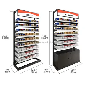 Cigarette Display Stand Store Customized Metallic Pusher Shop Shelf Counter Furniture Cases With Led Light Rack Tobacco Cabinet