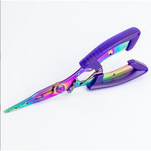 Coupe-ligne en titane coloré, pince de pêche en acier inoxydable avec pointe courbée pour la pêche aux leurres, poignée bleue - Product Image 4