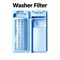 Filtre anti-peluches pour lave-linge, double compartiment, en plastique bleu, avec cage et plateau pour le drain du lave-linge