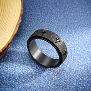 Phổ Biến Châu Âu Và Mỹ Phong Cách Vòng Thép Không Gỉ 8Mm Hollow Chéo Xoay Lo Lo Lo lắng Cứu Trợ Người Đàn Ông Của Vòng - Product Image 4