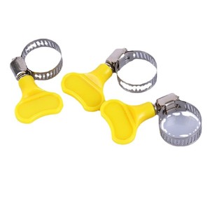 Stainless Steel <b>Pipe</b> <b>Clamp</b> 16-19 Mm Yellow Handle For <b>Water</b> Gas Hose Locking - Product Image 1