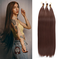 Extension de cheveux en fibre douce de qualité supérieure naturelle droite soyeuse au crochet en vrac 24 30 pouces sensation de cheveux humains