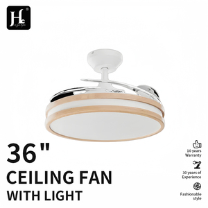 Ventilateur de plafond LED moderne avec moteur DC, 3 pales, télécommande, intensité variable, blanc chaud 3000K-6000K, montage en suspension, pour salon, en métal - Product Image 2