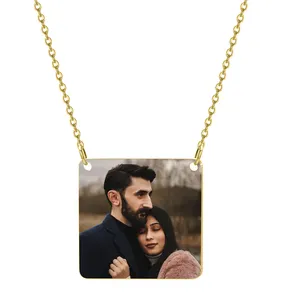 New Trend Exquisite Jewelry Home Square Necklace Custom Photo Memory Picture Pendant
