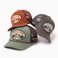 Casquette Trucker Personnalisée Effet Daim Haute Qualité avec Patch Trail Club, Dos en Maille et Visière Courbée – Vente en Gros OEM